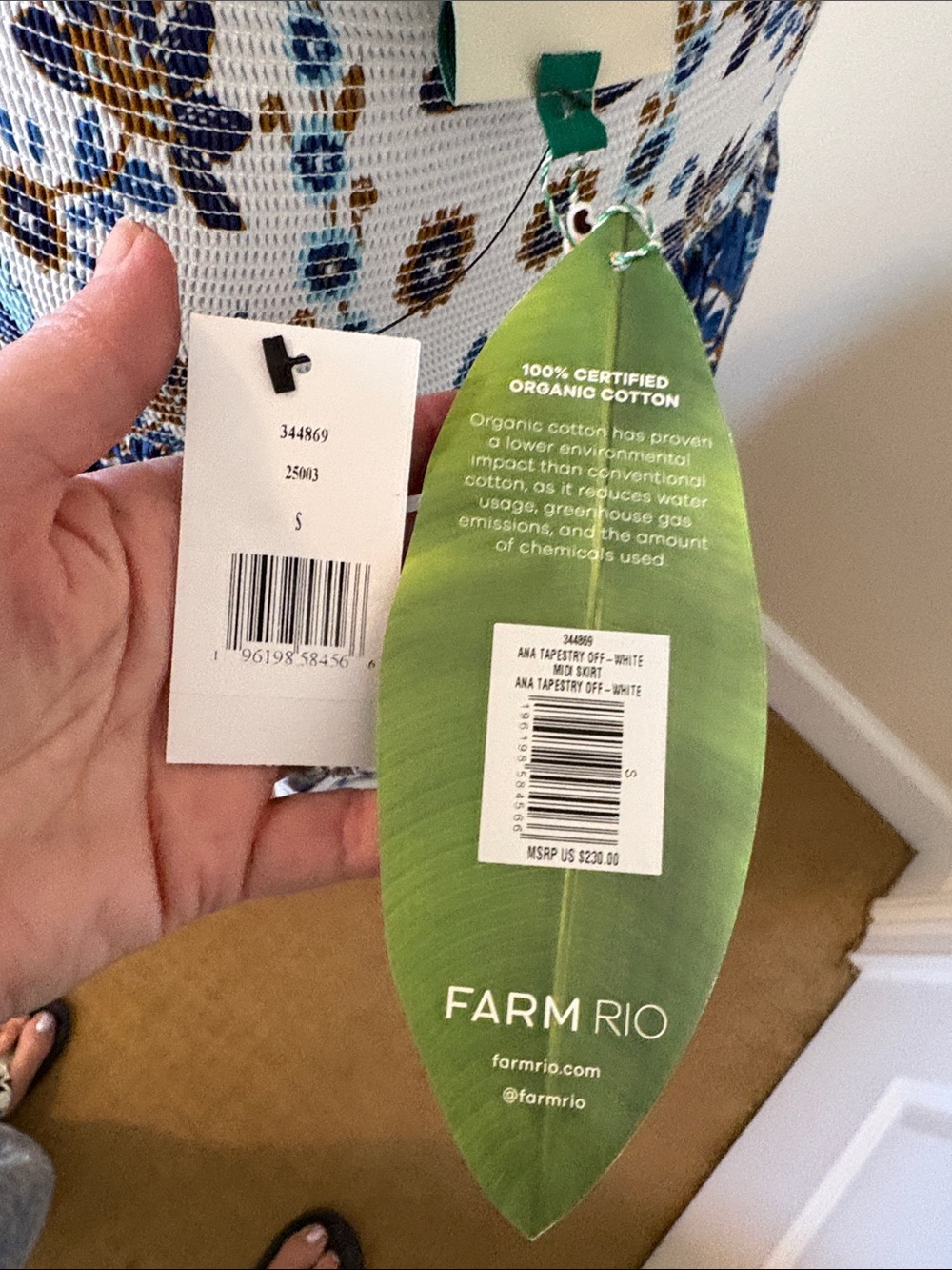 FARM Rio White Midi Skirt with Blue & Gold Floral Border - Picture 4 of 5